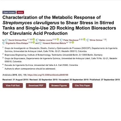 September 2019 new paper 15x15 September 2019 Cultivation Streptomyces clavuligerus Bioreactor